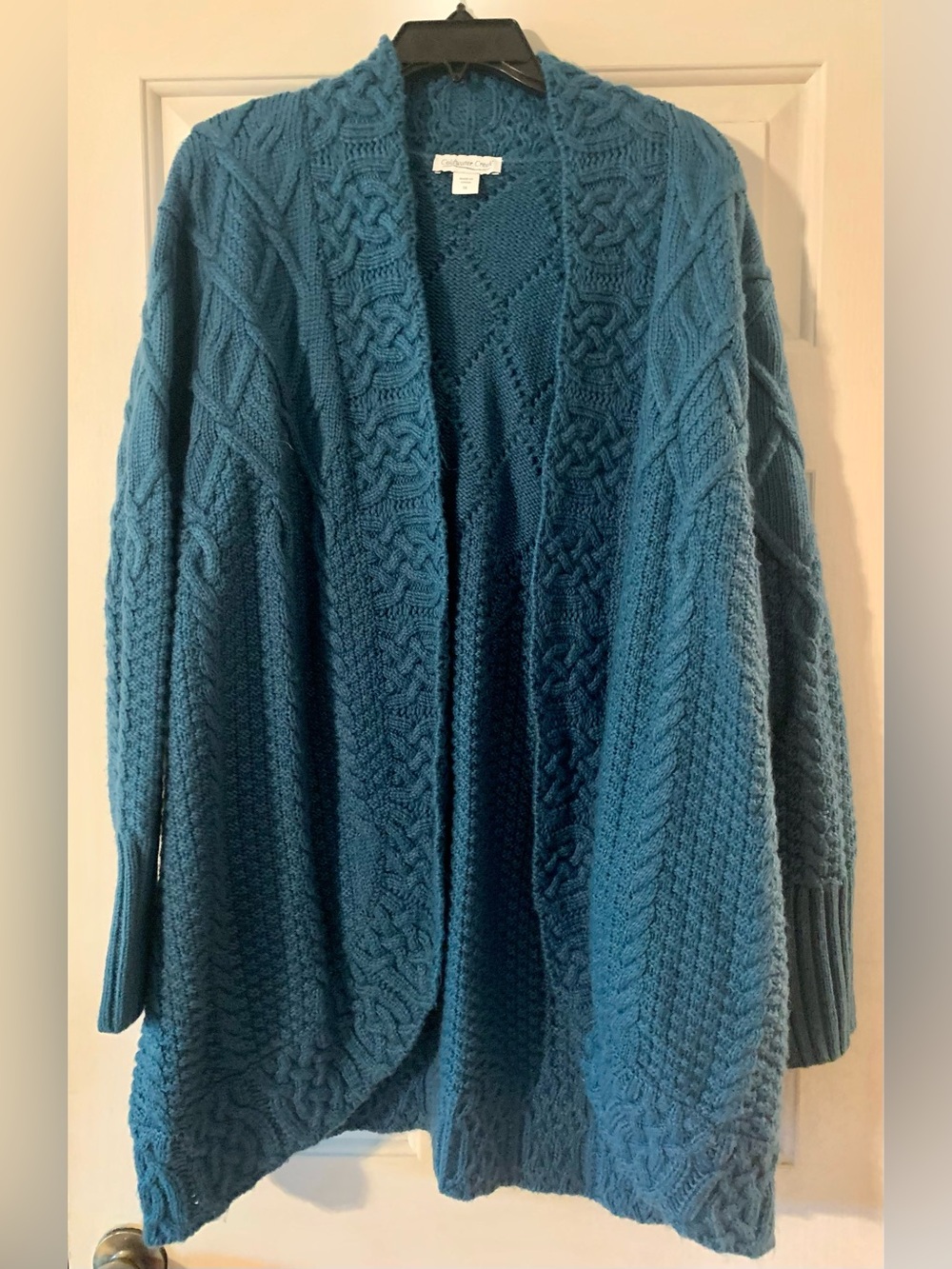 Coldwater Creek Vibrant Blue Cable Knit Open Cardigan Sweater 1X